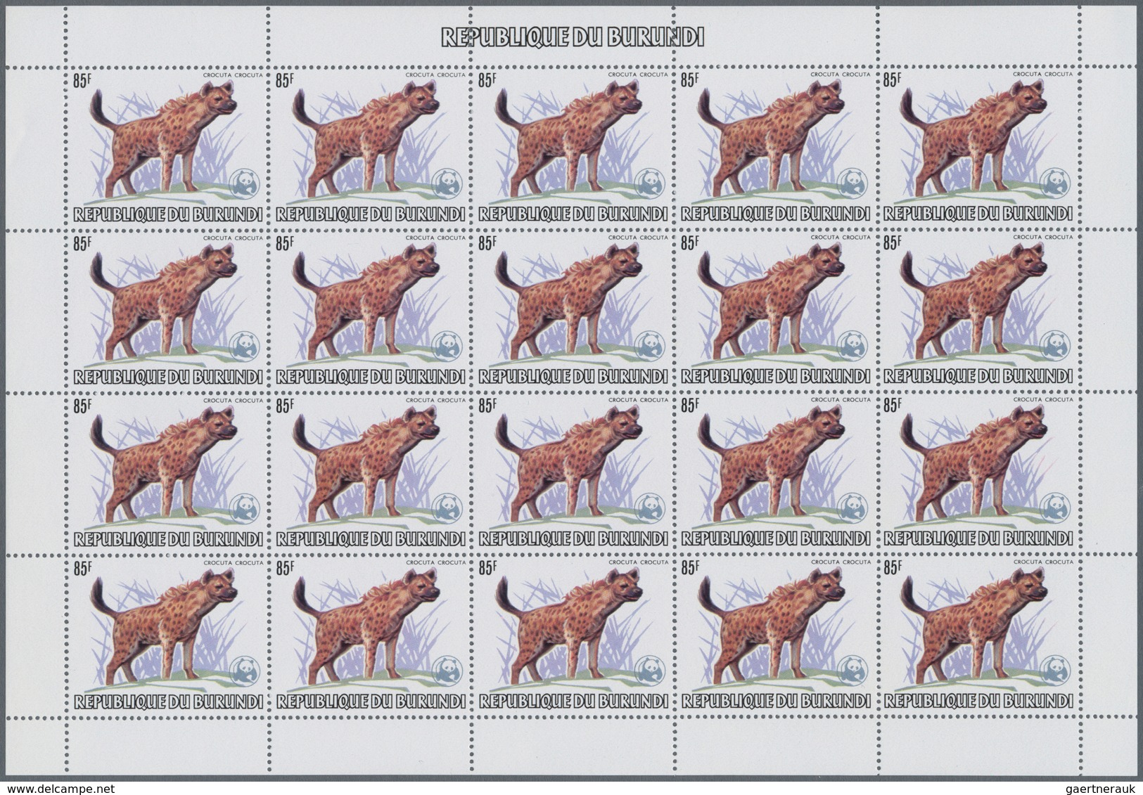 00677 Thematik: WWF: 1983, Burundi. WWF, Annimals. Set Of 13 Values In Complete Sheets Of 20 With WWF OVER - Sonstige & Ohne Zuordnung