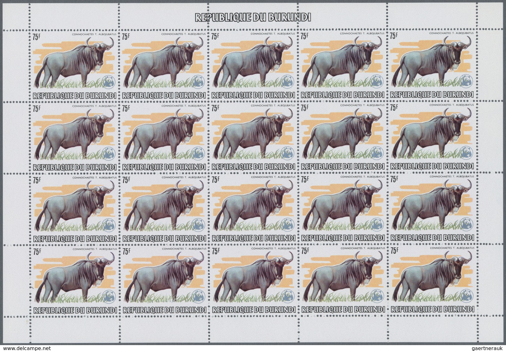 00677 Thematik: WWF: 1983, Burundi. WWF, Annimals. Set Of 13 Values In Complete Sheets Of 20 With WWF OVER - Other & Unclassified