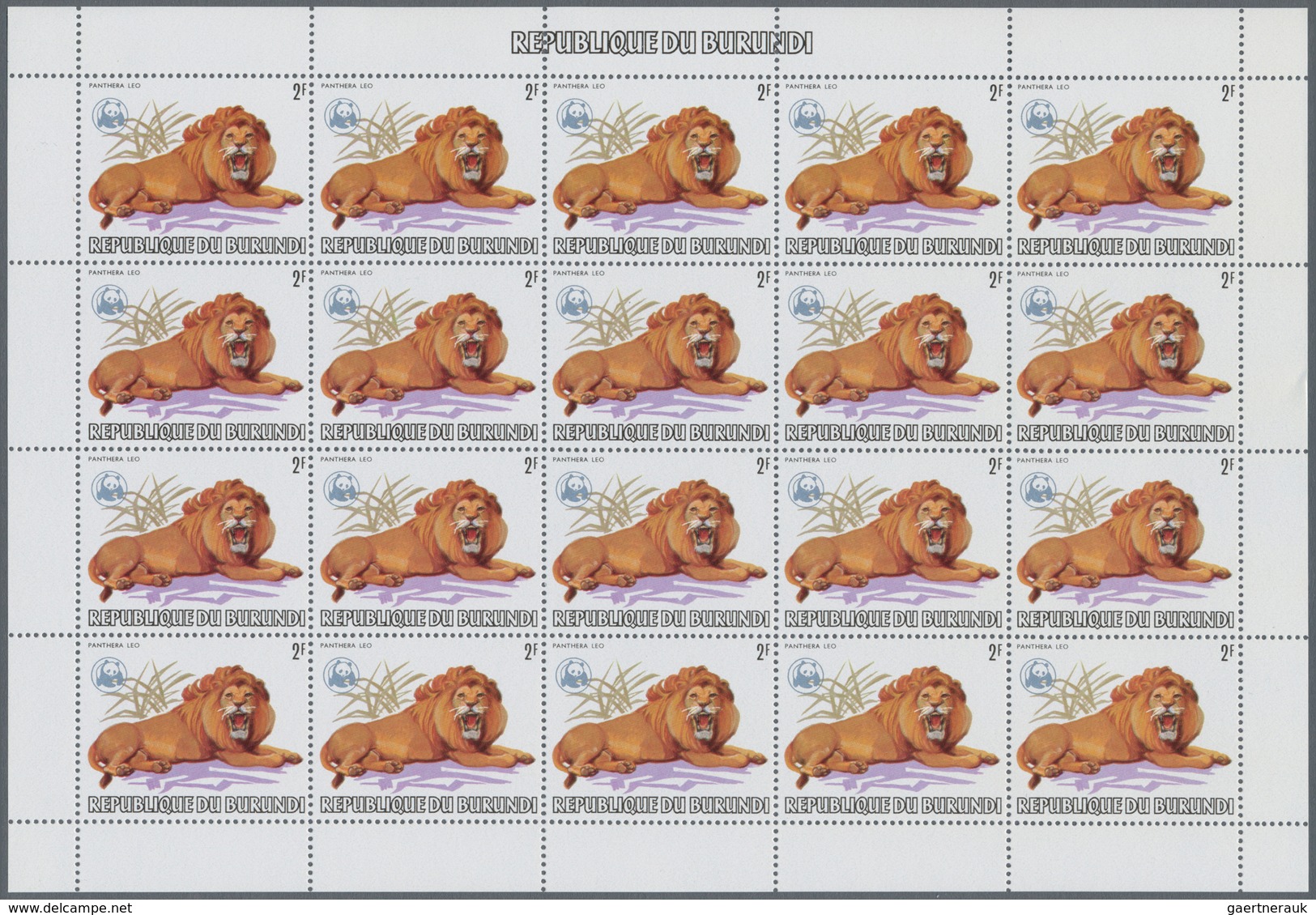 00677 Thematik: WWF: 1983, Burundi. WWF, Annimals. Set Of 13 Values In Complete Sheets Of 20 With WWF OVER - Sonstige & Ohne Zuordnung