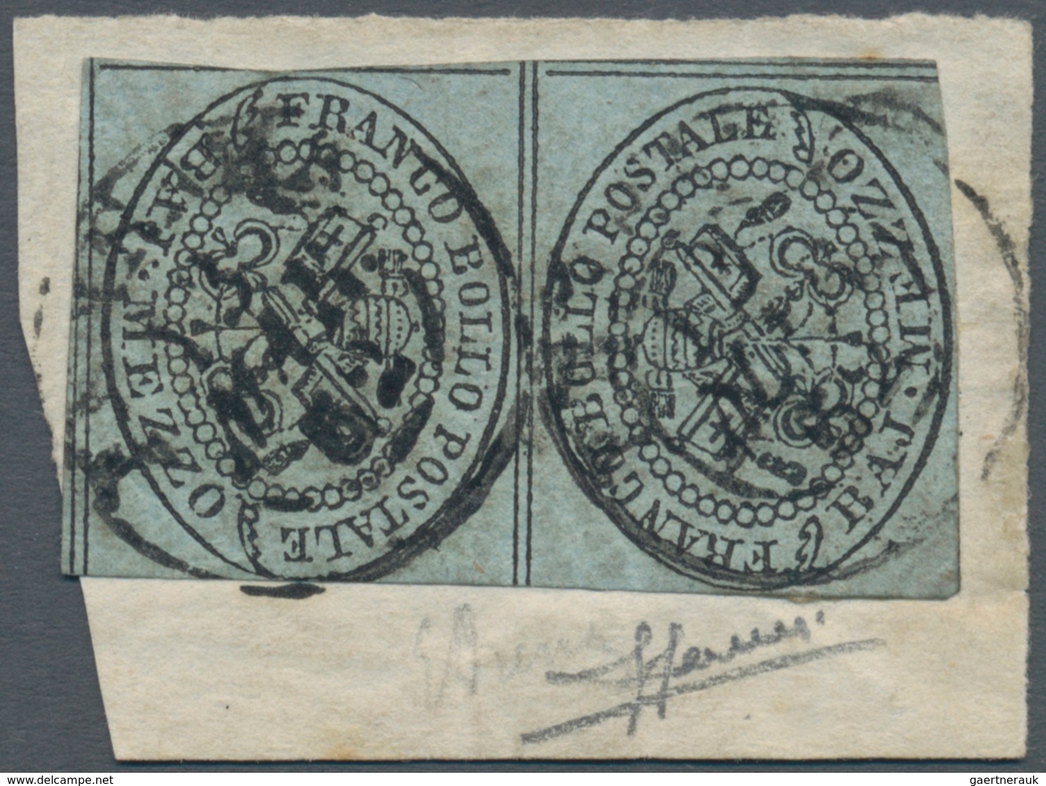 00700 Italien - Altitalienische Staaten: Kirchenstaat: 1852, 1/2 Baj. Black On Bluish Grey, Vertical Tête- - Papal States