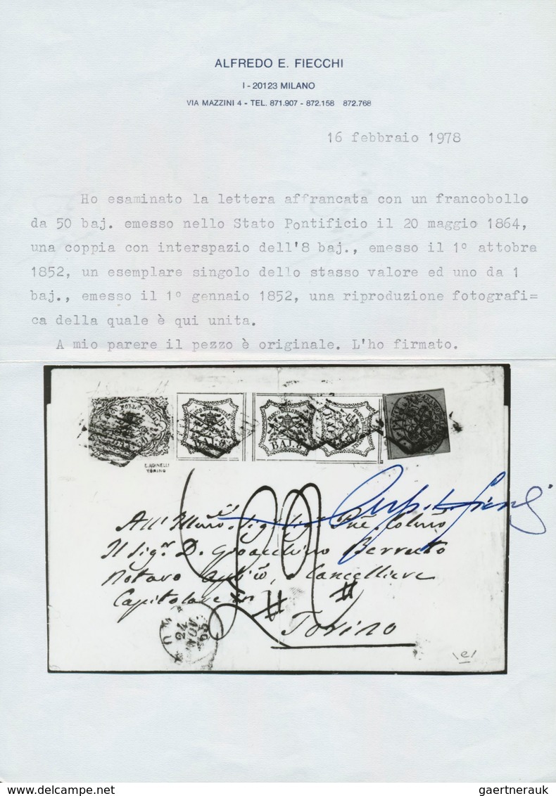 00711 Italien - Altitalienische Staaten: Kirchenstaat: 1852/1864: 50 Baj "defective Print" + Gutter Pair 8 - Stato Pontificio