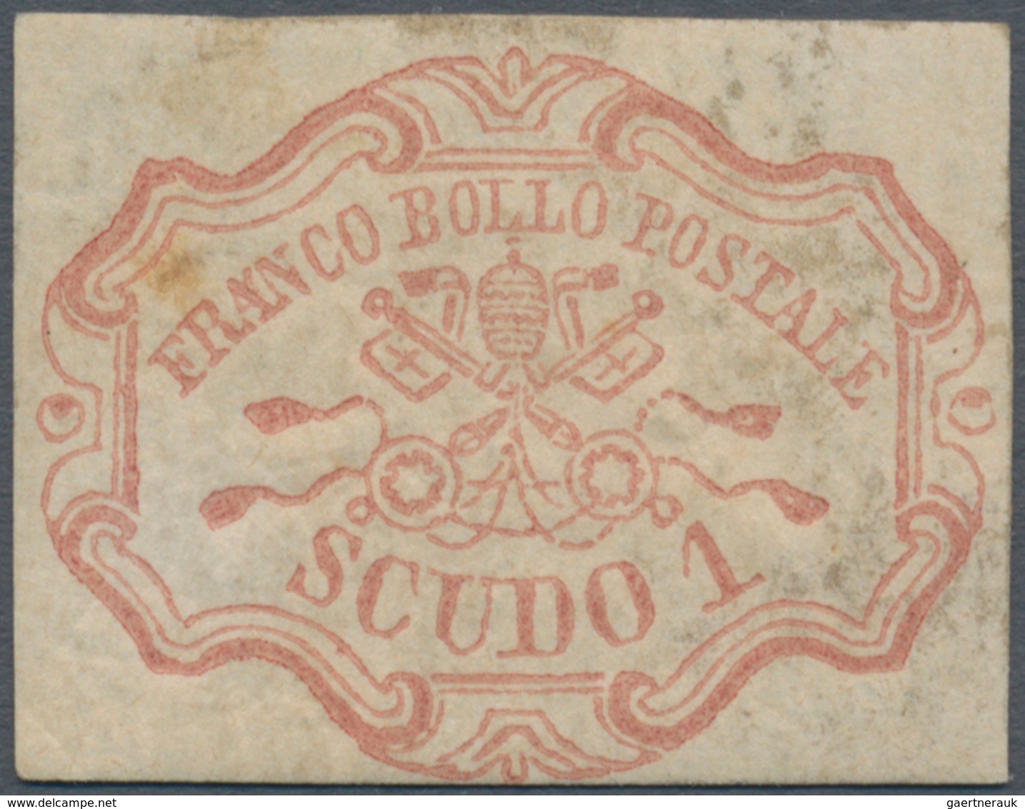 00714 Italien - Altitalienische Staaten: Kirchenstaat: 1852, 1 Scudo Rose Carmine, Mint With Original Gum; - Kerkelijke Staten