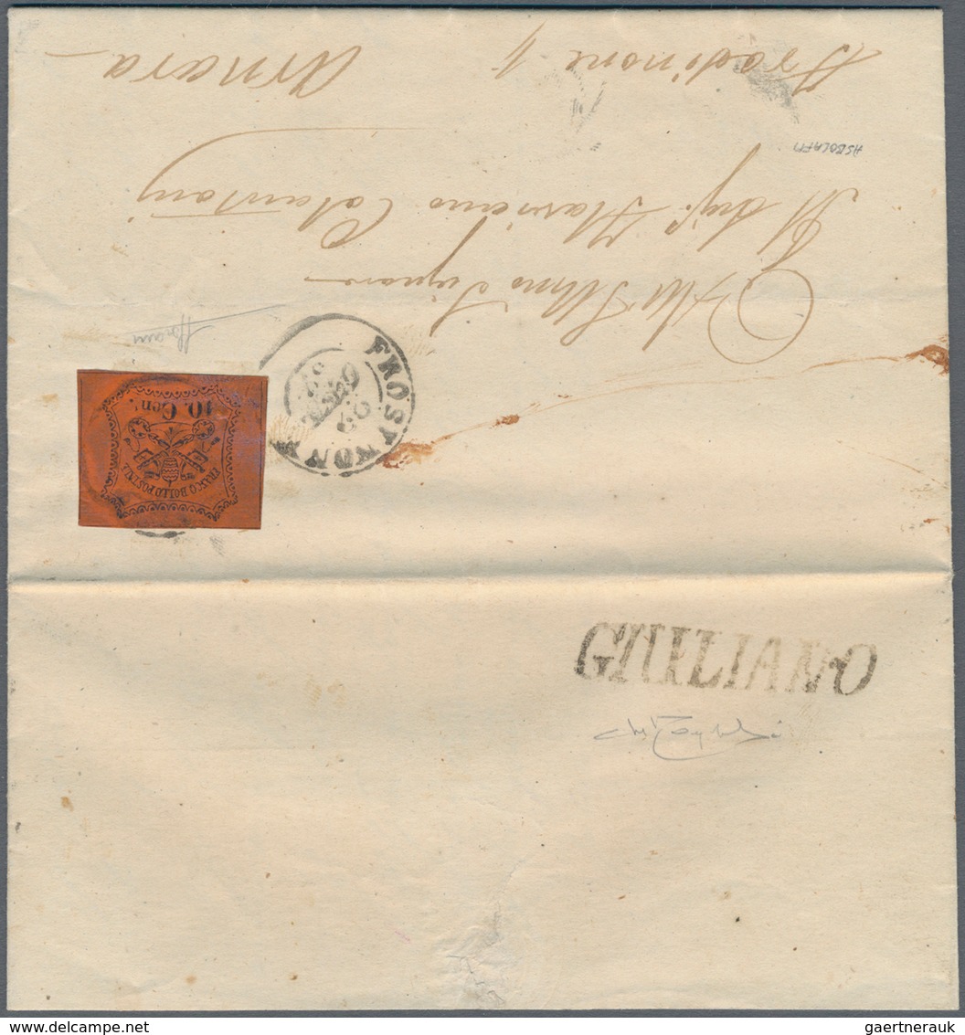 00721 Italien - Altitalienische Staaten: Kirchenstaat: 1867: GIULIANO, Very Rare Post Mark In Slanted Bloc - Etats Pontificaux