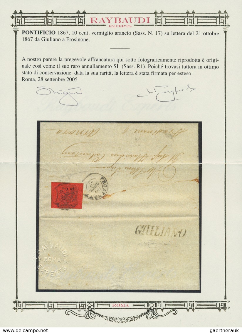 00721 Italien - Altitalienische Staaten: Kirchenstaat: 1867: GIULIANO, Very Rare Post Mark In Slanted Bloc - Etats Pontificaux