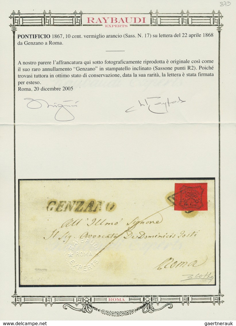 00722 Italien - Altitalienische Staaten: Kirchenstaat: 1867: GENZANO, Very Rare Post Mark In Slant Block L - Stato Pontificio