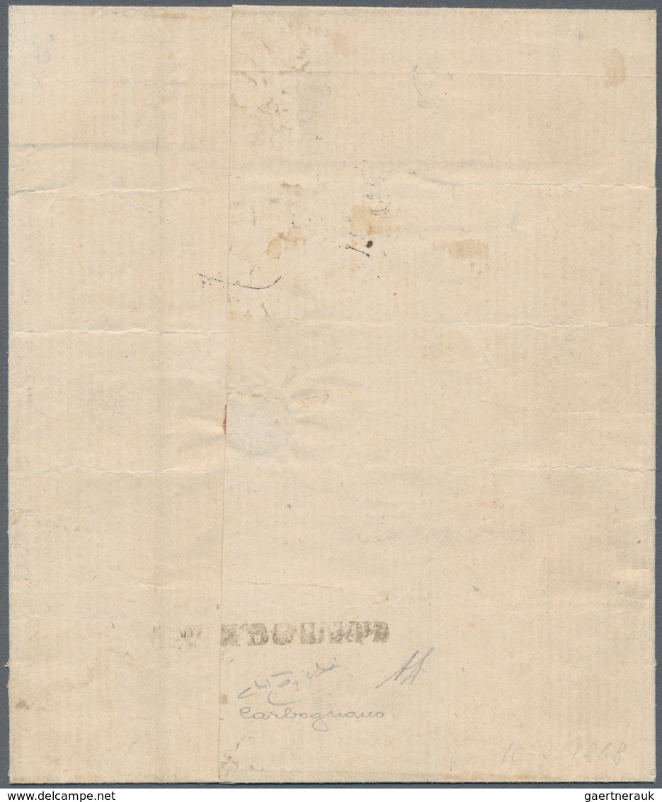 00723 Italien - Altitalienische Staaten: Kirchenstaat: 1868: CARBOGNANO, Very Rare Linear Post Mark In Str - Stato Pontificio