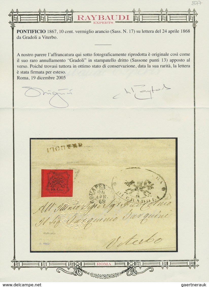 00724 Italien - Altitalienische Staaten: Kirchenstaat: 1867: GRADOLI, Rare "GRADOLI" Post Mark In Straight - Etats Pontificaux