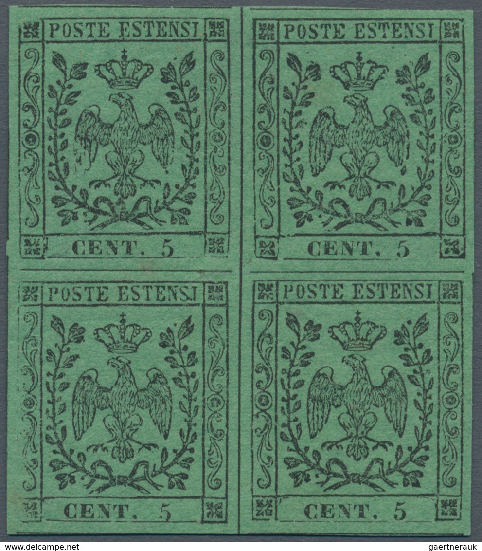 00730 Italien - Altitalienische Staaten: Modena: 1852, 5 Centesimi Green, Without Point After "5", MNH, Wi - Modène