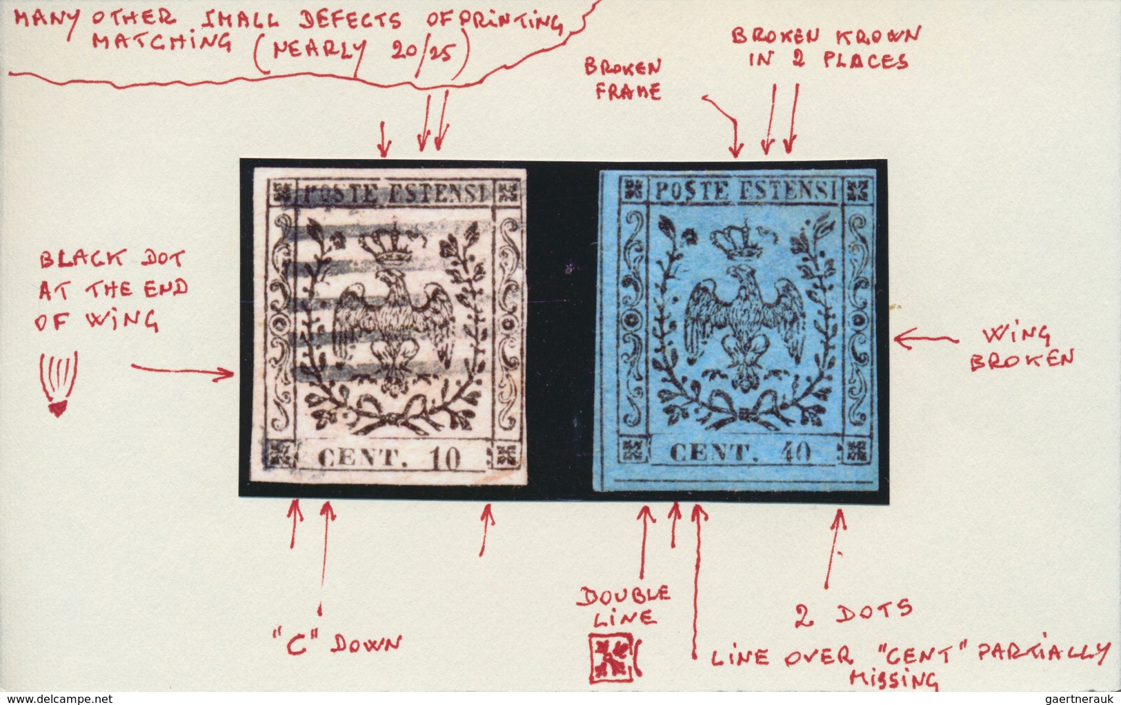 00733 Italien - Altitalienische Staaten: Modena: 1852, 40 Centesimi Black On Pale Blue ("celeste") With Fu - Modène