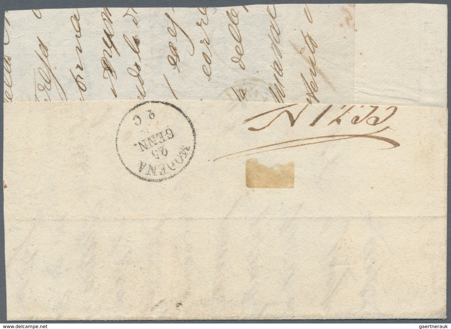 00739 Italien - Altitalienische Staaten: Modena: 1860: Rare Three Color Franking: 5 Cent. Green + 20 Cent - Modena