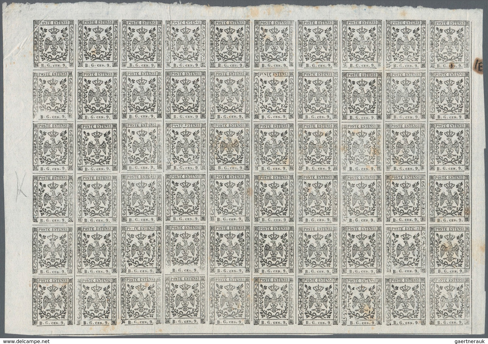 00741 Italien - Altitalienische Staaten: Modena - Zeitungsstempelmarken: 1852: Proofs Of Postage Dues Stam - Modène