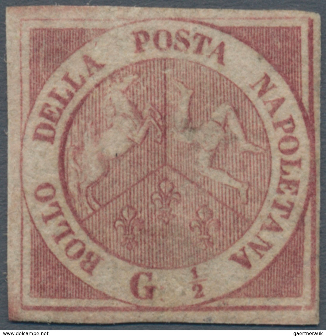 00742 Italien - Altitalienische Staaten: Neapel: 1858, ½ Grana Carmine, Second Plate, Mint With Original G - Naples