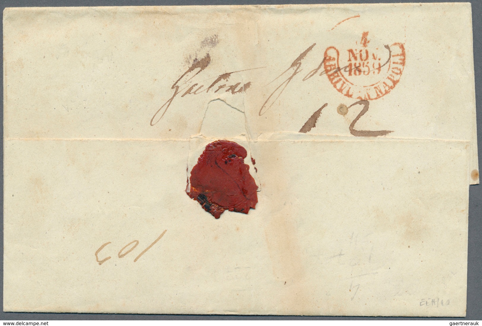 00745 Italien - Altitalienische Staaten: Neapel: 1859: 10 Gr Rose + Pair 1 Gr (Sassone 3 + 11) On Register - Naples