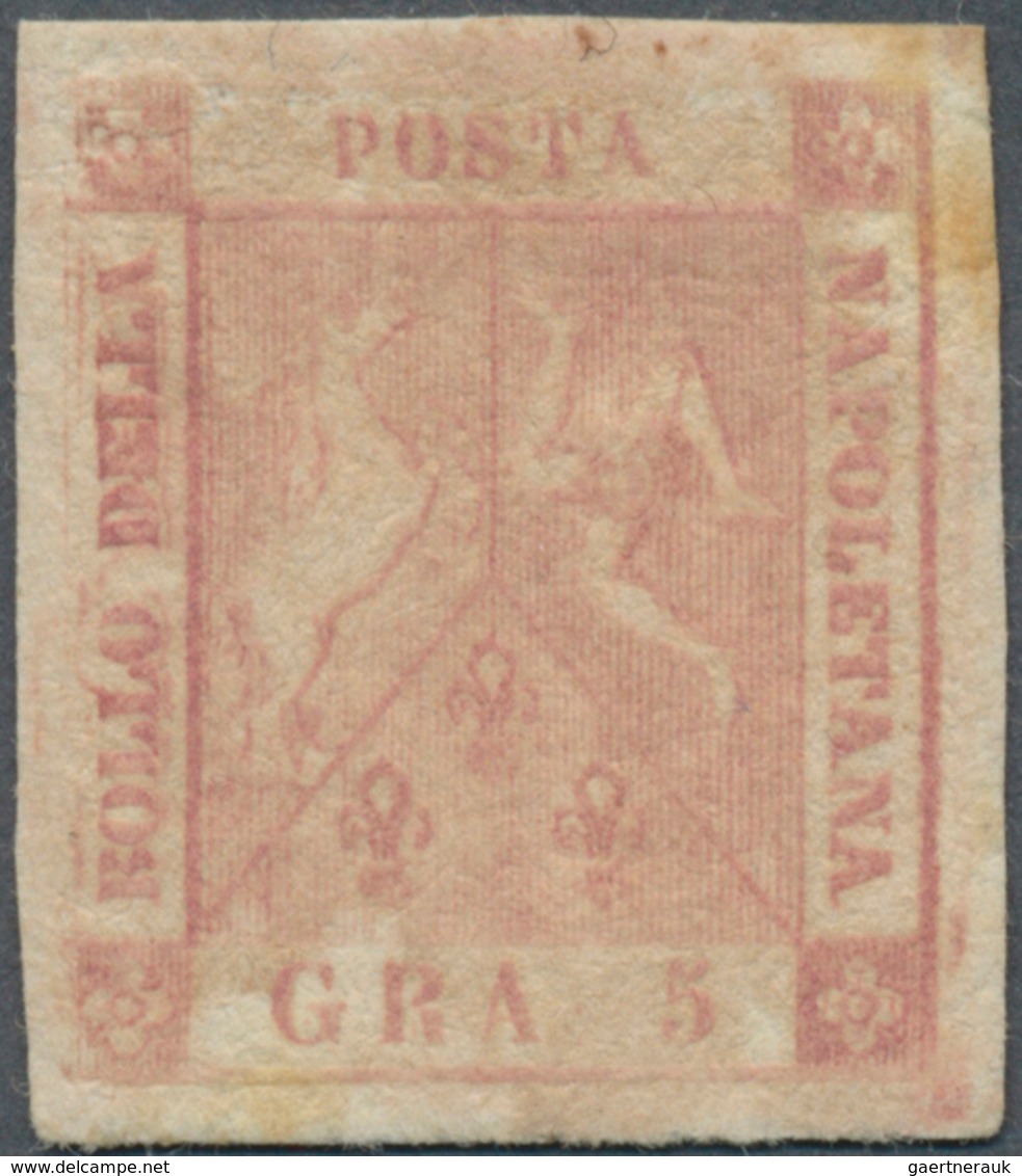 00746 Italien - Altitalienische Staaten: Neapel: 1858: 5 Grana, First Plate, Brownish Pink, Mint With Gum, - Napels