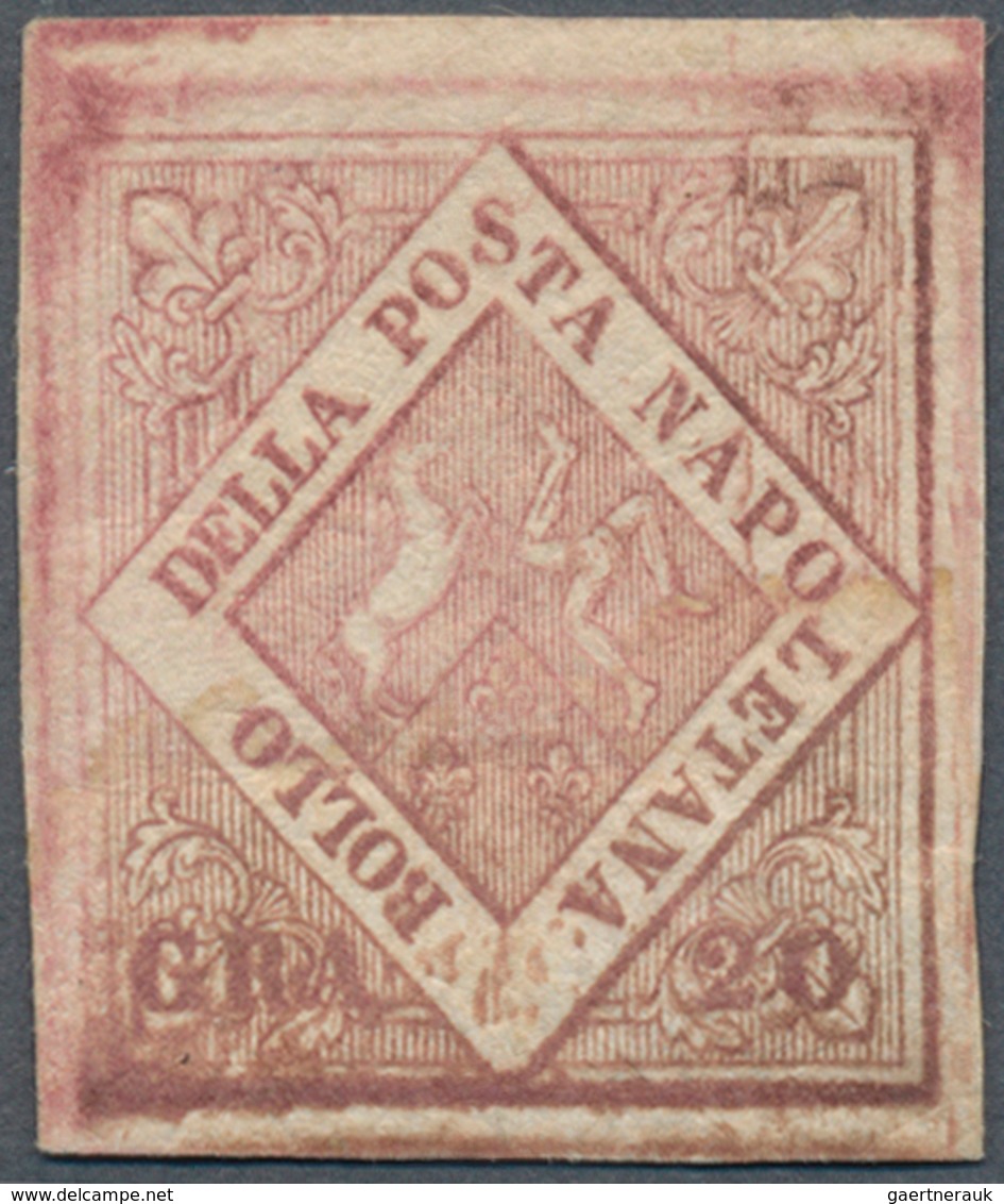 00747 Italien - Altitalienische Staaten: Neapel: 1858: 20 Grana, First Plate, Brownish Rose, Mint With Ori - Naples