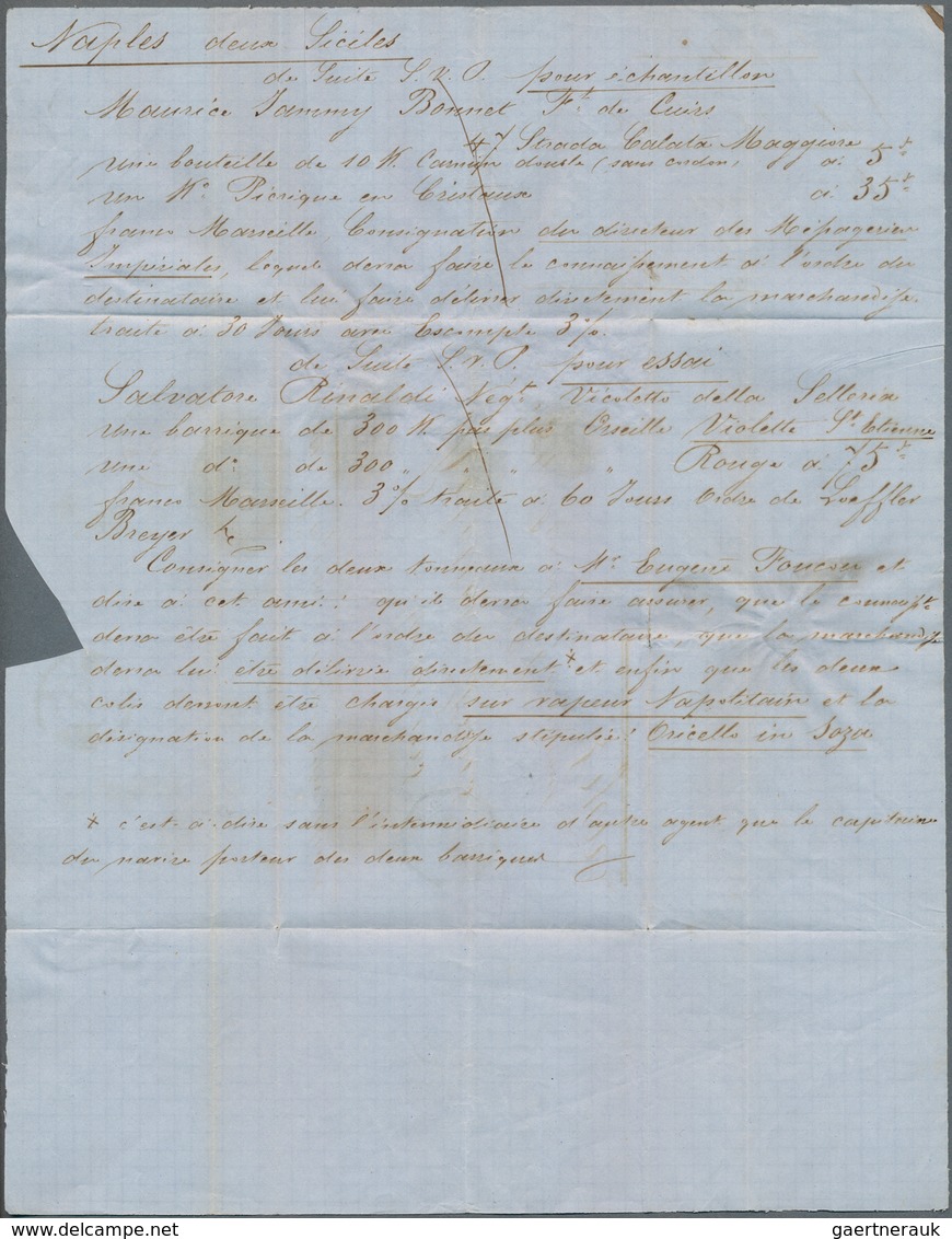 00748 Italien - Altitalienische Staaten: Neapel: 1858: 20 Gr, 10 Gr And 5 Gr On "PD" Letter From NAPLES 29 - Naples