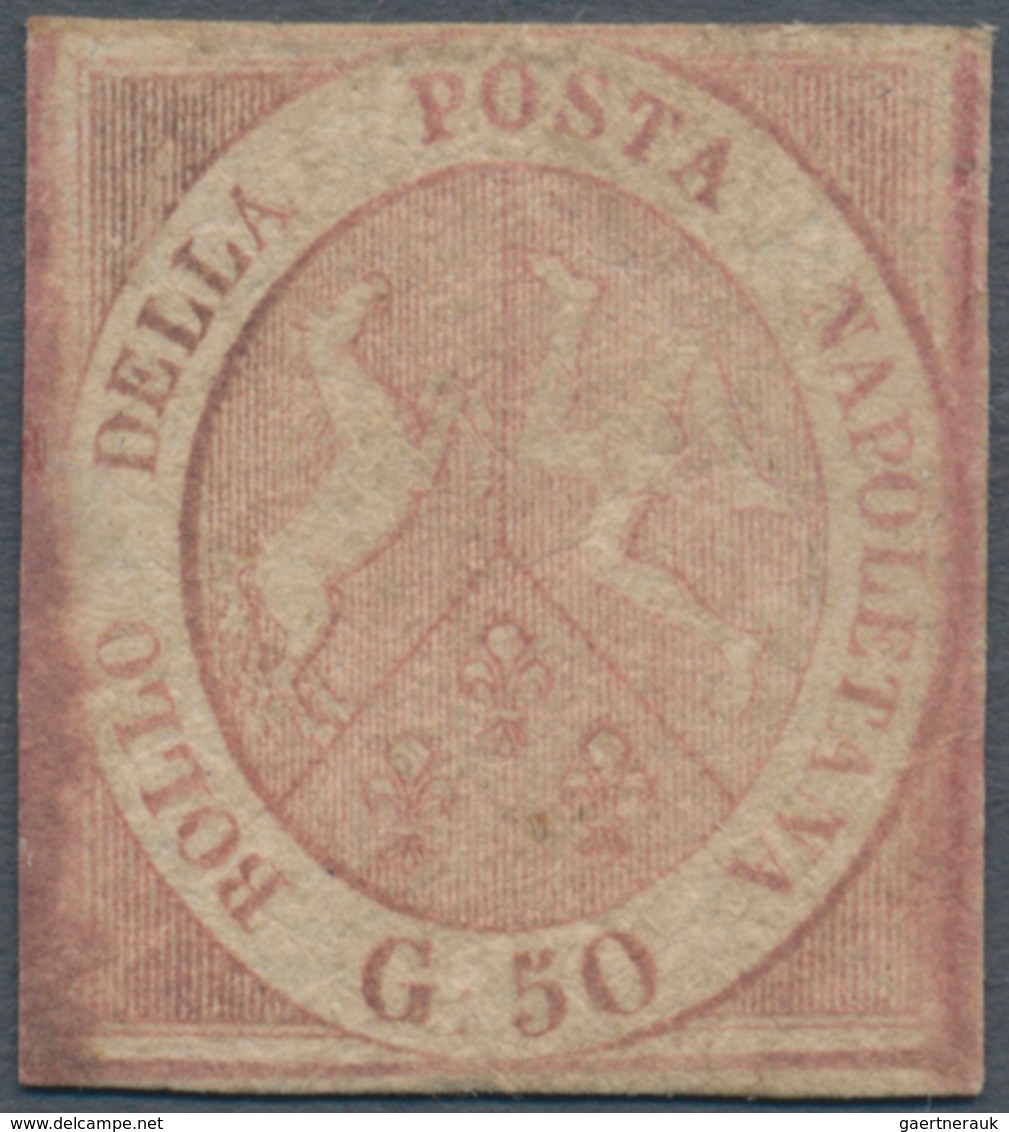 00751 Italien - Altitalienische Staaten: Neapel: 1859, 50 Gr Rose, Signed Friedl And Bloch, Sassone 28,000 - Naples