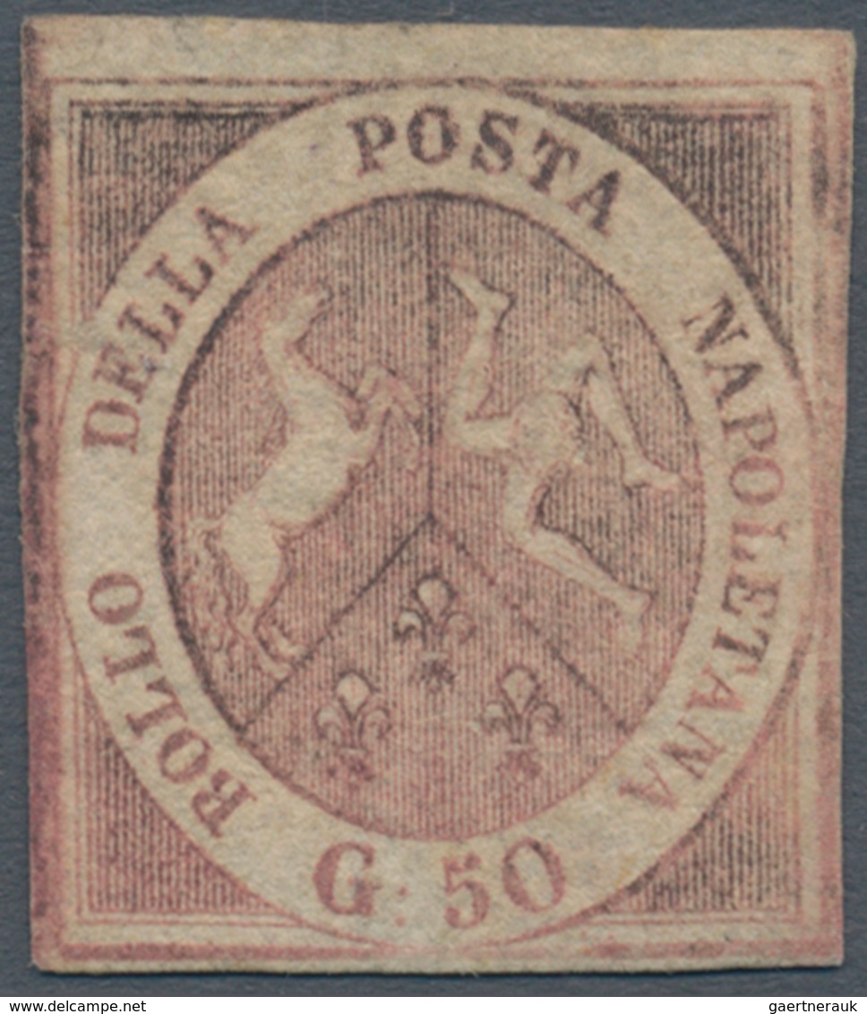 00752 Italien - Altitalienische Staaten: Neapel: 1859, 50 Grana Rose, Unsued, Signed And Certificate Calve - Napoli