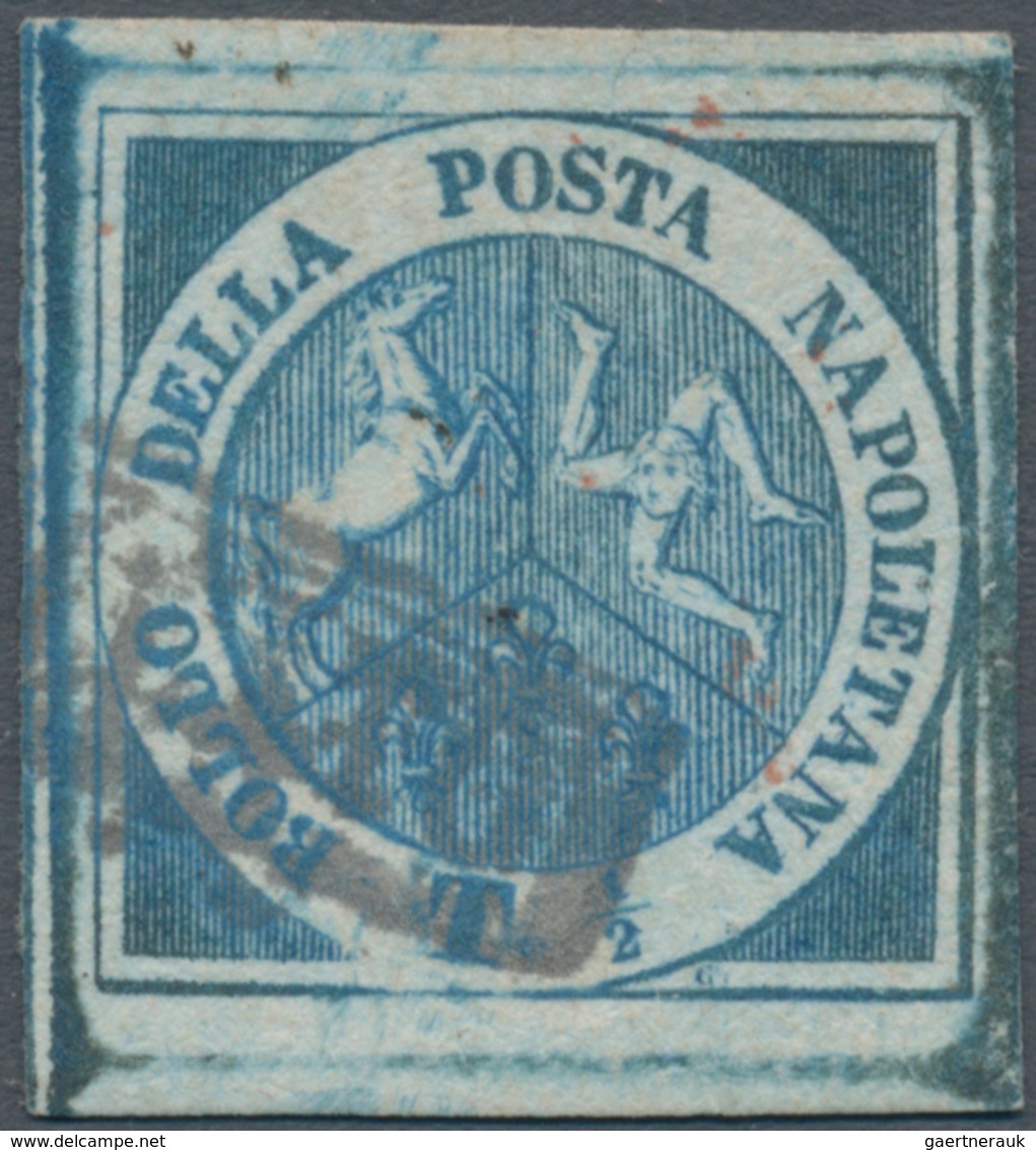 00753 Italien - Altitalienische Staaten: Neapel: 1860: ½ T "Trinacria" Blue, Fresh Colour And Wide Margins - Napoli