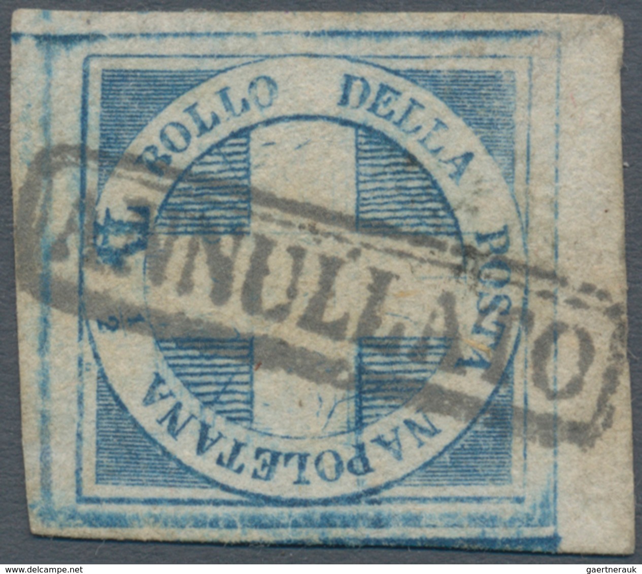 00762 Italien - Altitalienische Staaten: Neapel: 1860: ½ T "Croce Di Savoia", Dark Blue In Wonderfully Int - Napels