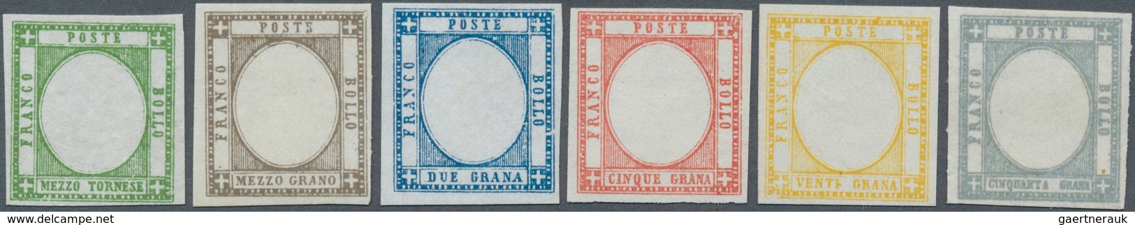 00765 Italien - Altitalienische Staaten: Neapel: 1861: Six Proofs Of The Stamps Of The Neapolitan Province - Naples