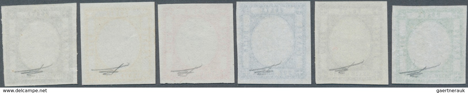 00765 Italien - Altitalienische Staaten: Neapel: 1861: Six Proofs Of The Stamps Of The Neapolitan Province - Naples