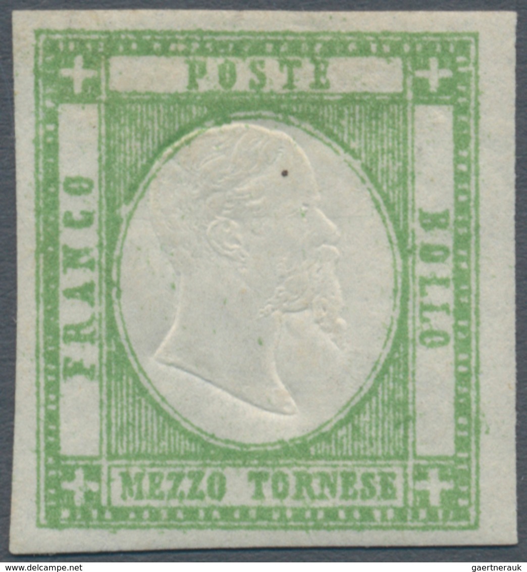 00766 Italien - Altitalienische Staaten: Neapel: 1861, ½ Tornese Emerald Green, Unsued With Gum. Certifica - Naples
