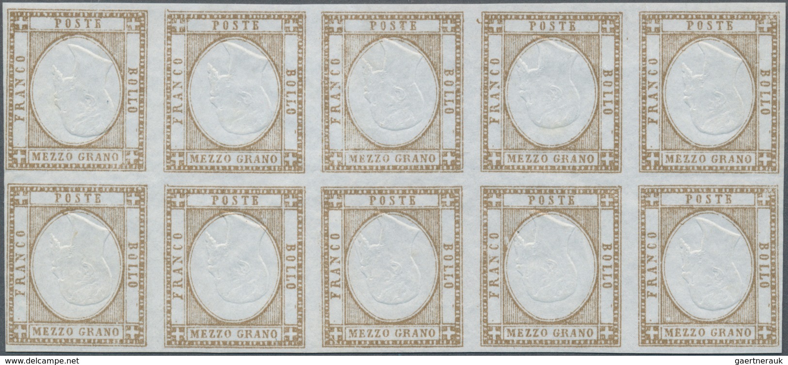 00767 Italien - Altitalienische Staaten: Neapel: 1861, ½ Grana Brown, Proof In Adopted Color, With Inverte - Napels