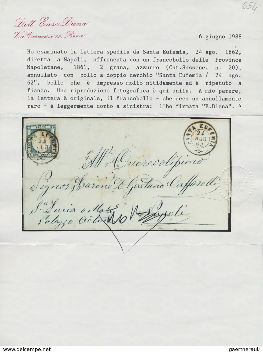 00771 Italien - Altitalienische Staaten: Neapel: 1862, 2 Grana Blue On Letter From Santa Eufemia With Very - Napoli