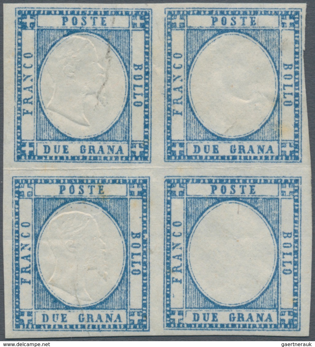 00775 Italien - Altitalienische Staaten: Neapel: 1861, 2 Grana, Block Of Four, The Two Copies On The Right - Napels