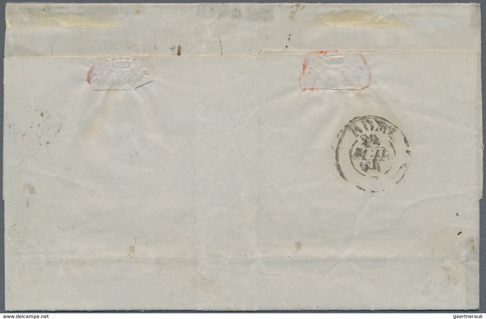 00778 Italien - Altitalienische Staaten: Neapel: 1861, 10 Grana Yellow And 50 Grana Bluish Grey On Letter - Naples