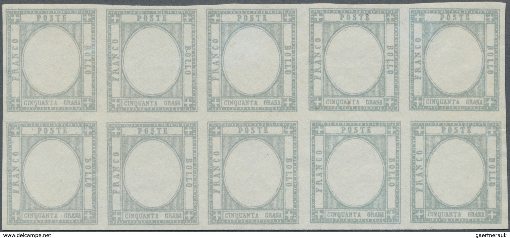 00779 Italien - Altitalienische Staaten: Neapel: 1861: Proof Of 50 Gr Gray Blue Without Embossed Effigy An - Napels