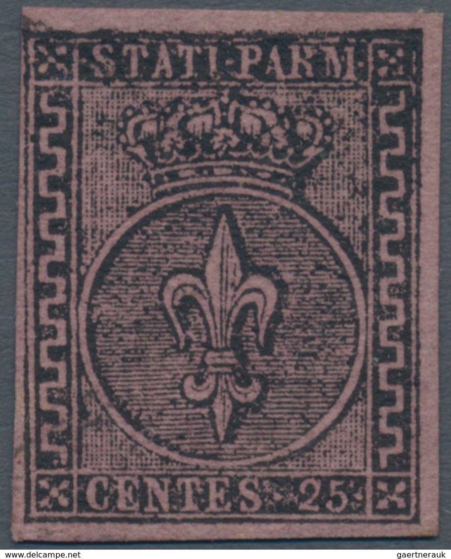 00782 Italien - Altitalienische Staaten: Parma: 1852, 25 Centesimi Violet, Unsued With Gum, Slight Thinnin - Parma