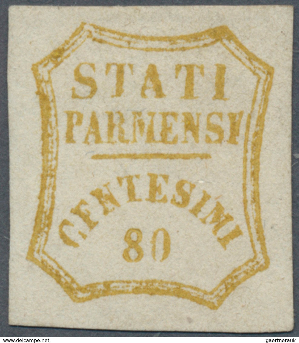 00788 Italien - Altitalienische Staaten: Parma: 1859, 80 C Yellow-olive, Broad Margins At All Sides, Mint - Parme