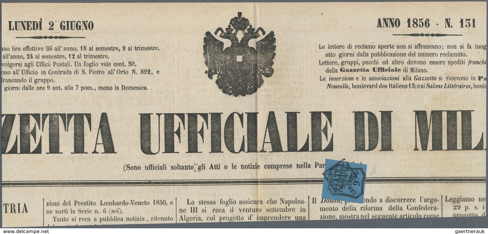 00791 Italien - Altitalienische Staaten: Parma - Zeitungsstempelmarken: 1853, Postage Due Stamp For Newspa - Parma