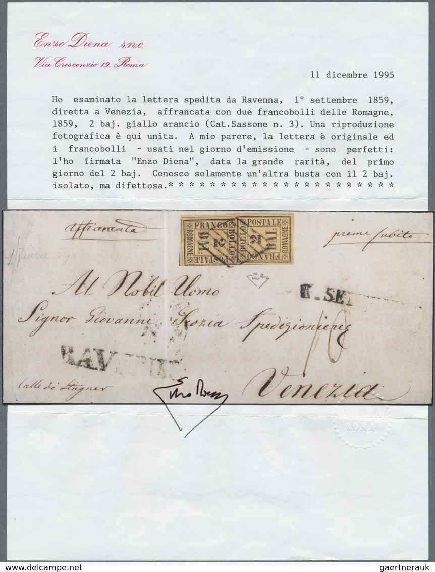 00794 Italien - Altitalienische Staaten: Romagna: 1859. 1. September: FIRST DAY OF USAGE. 2 Baj. Orange Ye - Romagna