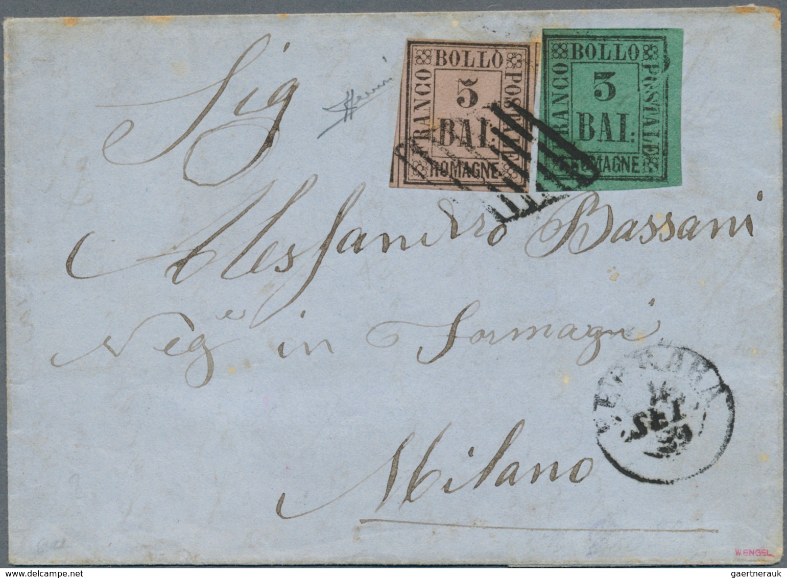 00795 Italien - Altitalienische Staaten: Romagna: 1859, 3b. Black On Dark Green (distinctive Pre-printing - Romagne