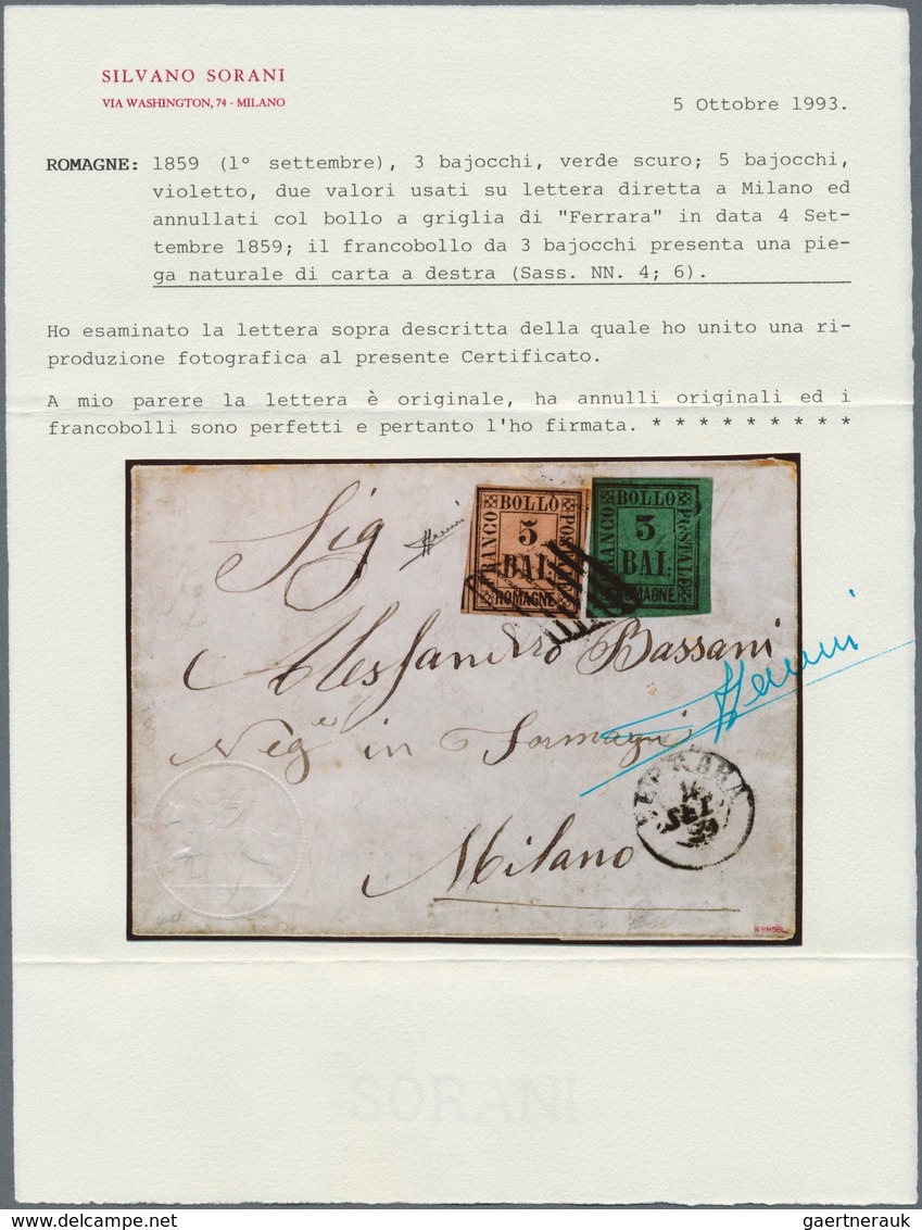 00795 Italien - Altitalienische Staaten: Romagna: 1859, 3b. Black On Dark Green (distinctive Pre-printing - Romagna