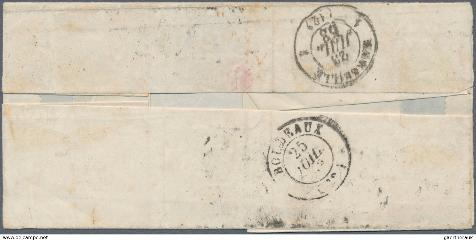 00799 Italien - Altitalienische Staaten: Sardinien: 1852: 5 Cent. Black Nero, Verticale Pair And 40 Cent L - Sardaigne