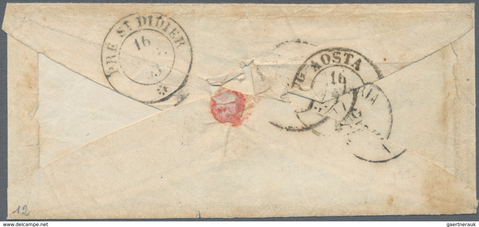 00807 Italien - Altitalienische Staaten: Sardinien: 1851: 40 Cents Rose On A Small Envelope Dated 16 July - Sardinia