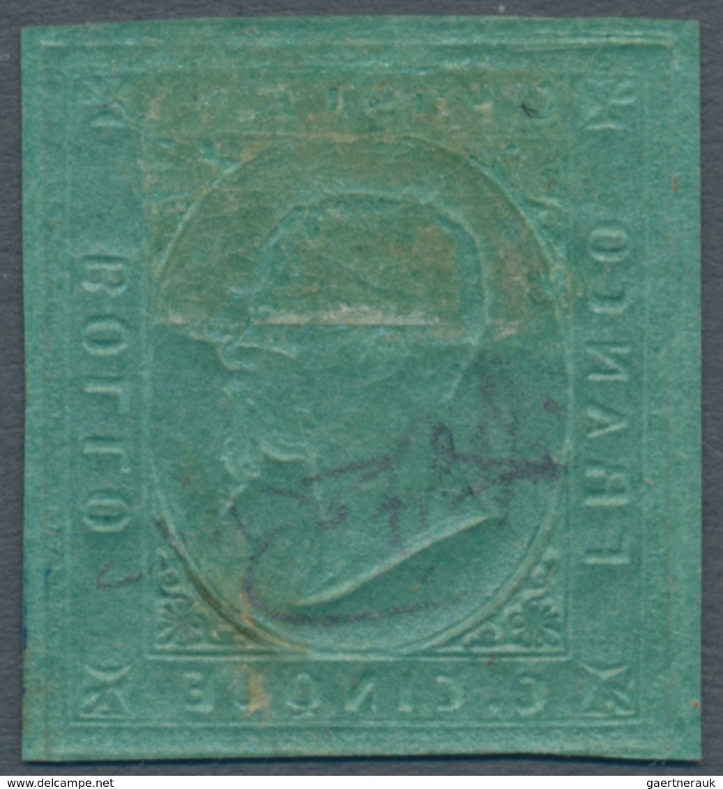 00811 Italien - Altitalienische Staaten: Sardinien: 1853, 5 Cents Green, Mint With Gum, In Excellent Condi - Sardegna