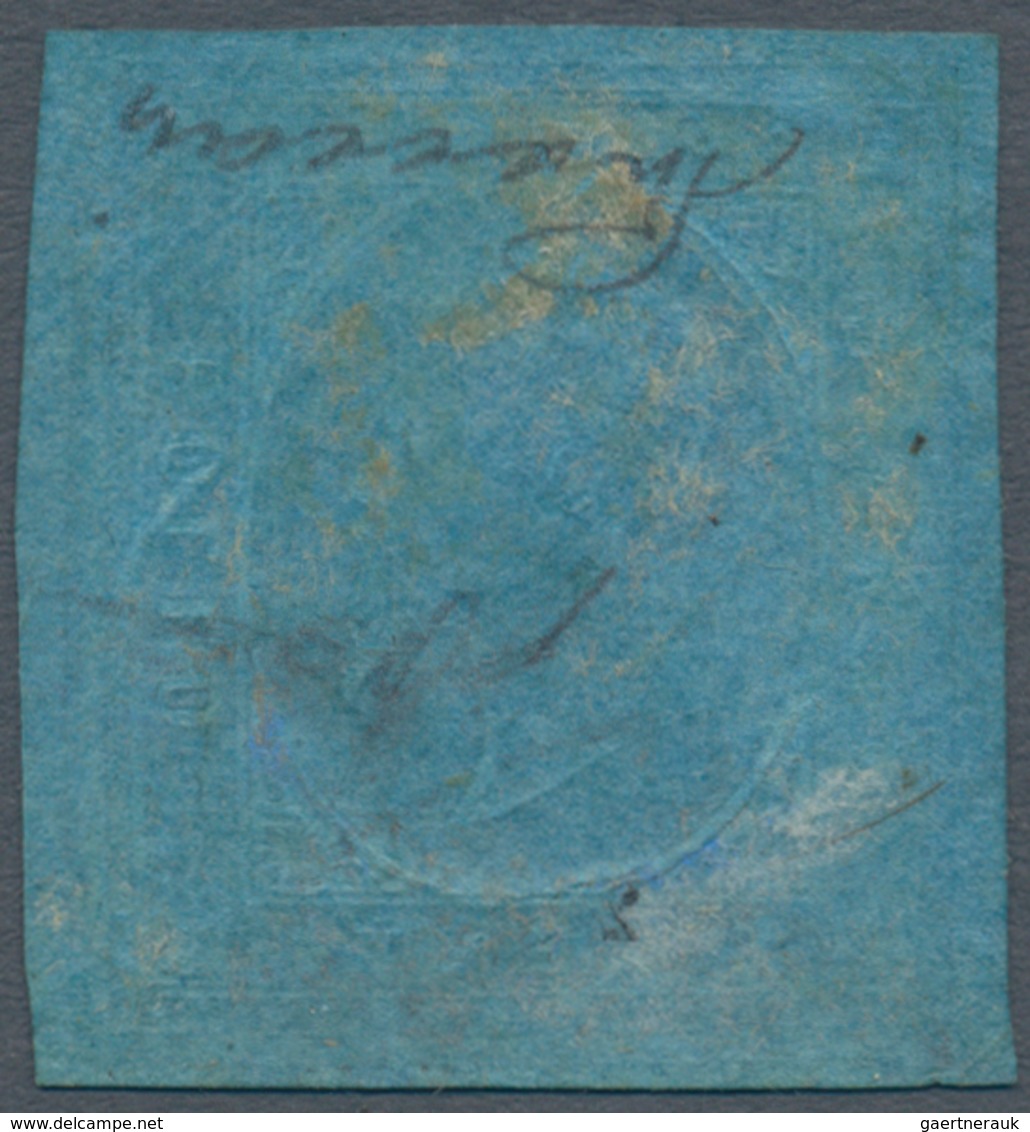 00812 Italien - Altitalienische Staaten: Sardinien: 1853: 20 Cents Blue, Unused With Parts Of The Original - Sardaigne