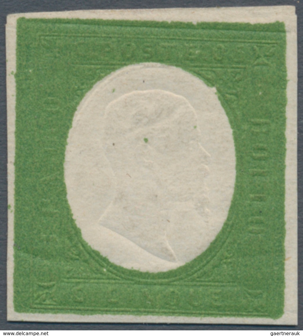 00820 Italien - Altitalienische Staaten: Sardinien: 1854: 5 Cents Dark Olive Green, Not Emitted, MNH, Free - Sardinia