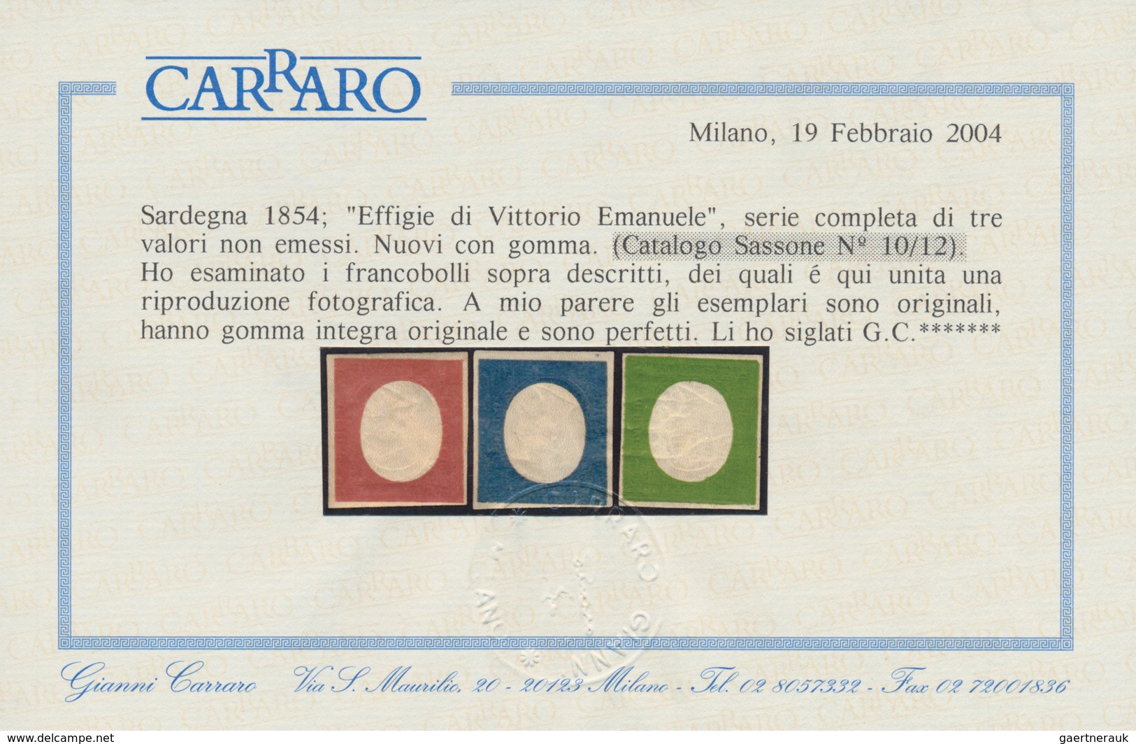 00821 Italien - Altitalienische Staaten: Sardinien: 1854: "Effigy Of Vittorio Emanuele", Complete Series O - Sardinia