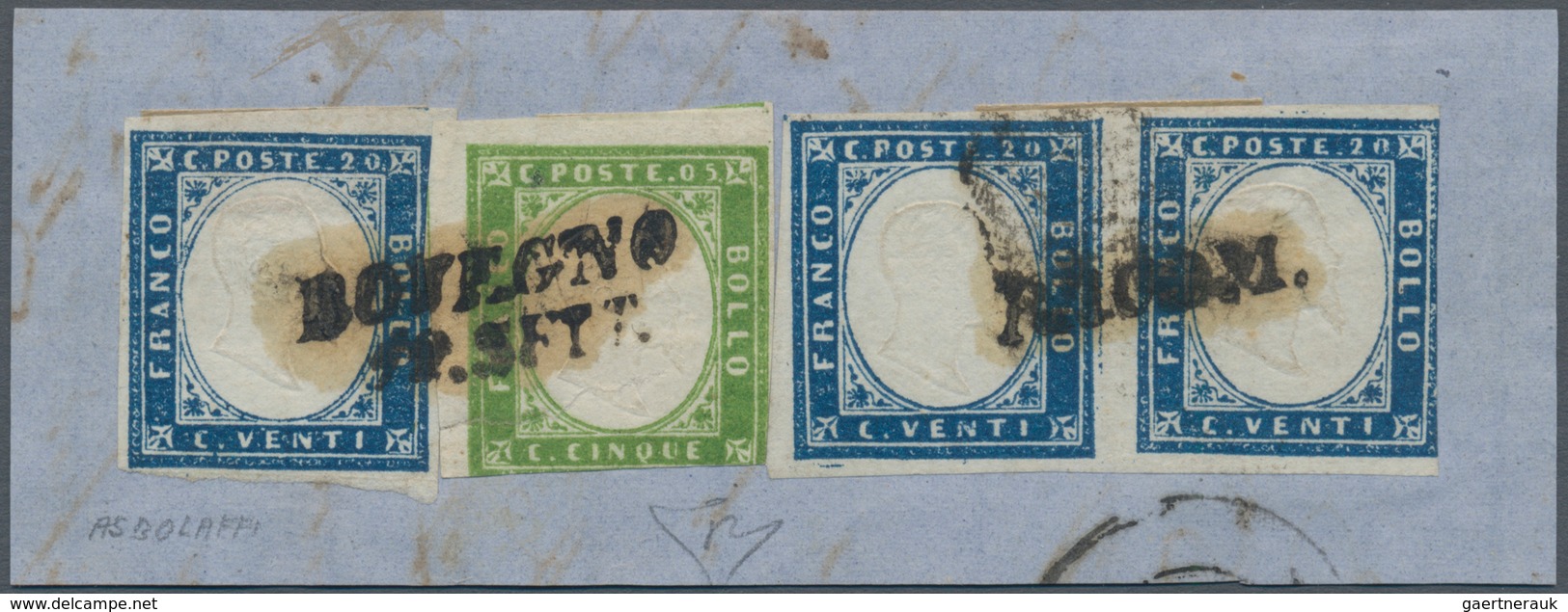 00828 Italien - Altitalienische Staaten: Sardinien: 1859: "BOVEGNO 19 Sett" And "RACOM", Both Slant Block - Sardaigne