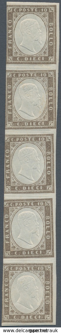 00837 Italien - Altitalienische Staaten: Sardinien: 1859: 10 Cents Brownish Gray "grayish Sepia", Vertical - Sardinia