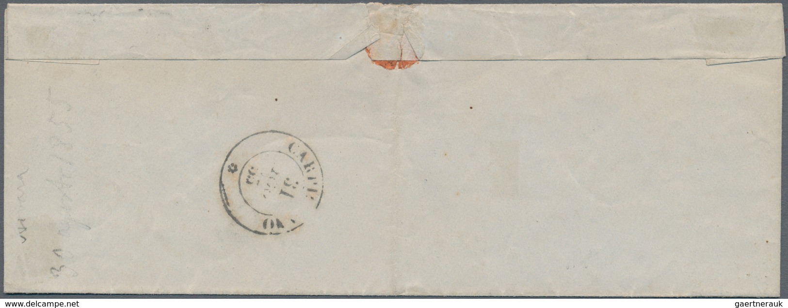 00844 Italien - Altitalienische Staaten: Sardinien: 1855/63: 20 Cents Cobalt, Print Of 1855, Used On Lette - Sardinien