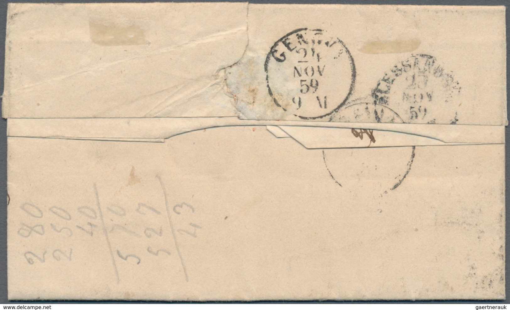 00845 Italien - Altitalienische Staaten: Sardinien: 1859, 20 Cents Dark Blue On Letter Complete With Conte - Sardinien