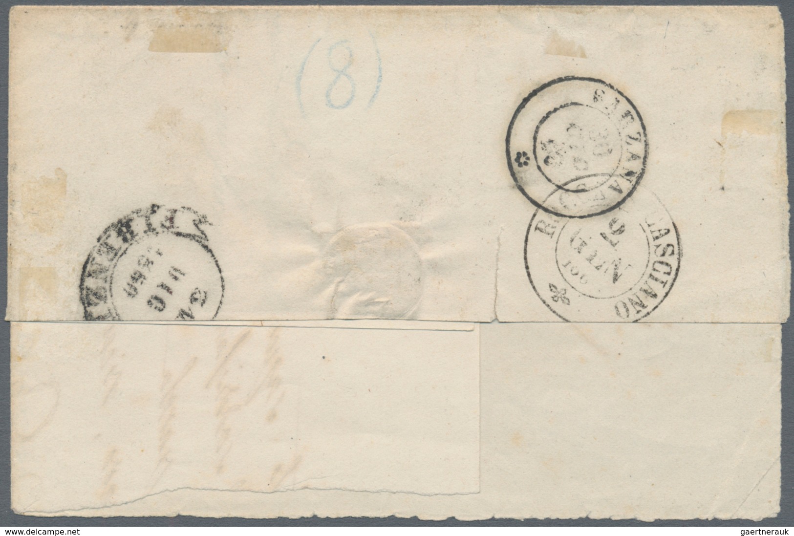 00847 Italien - Altitalienische Staaten: Sardinien: 1860. BAGNONE, 20 Cents Cobalt Gray, On A Letter Addre - Sardinia