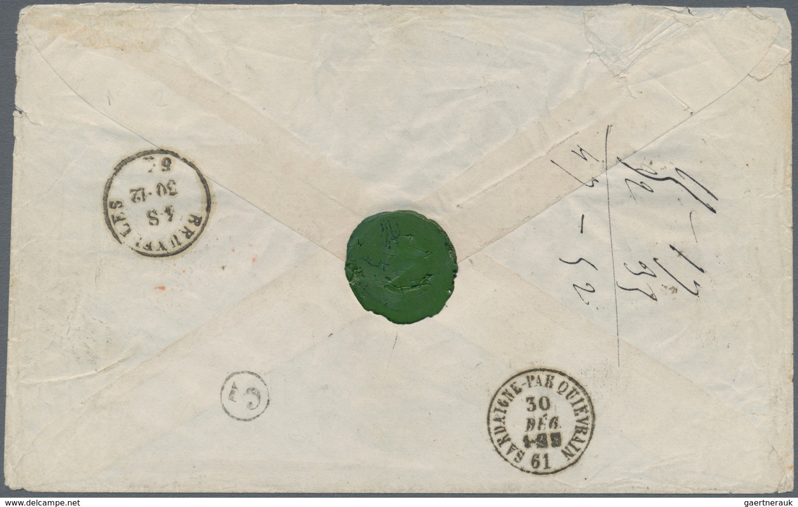 00848 Italien - Altitalienische Staaten: Sardinien: 1861: Letter From Turin To Brussels, Franked For 1,80 - Sardaigne